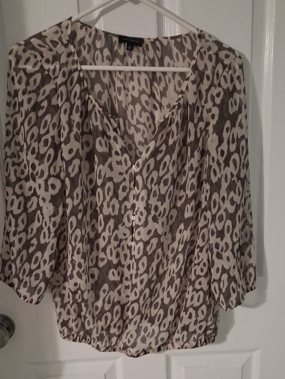 The Limited Taupe & Ivory Animal Print Blouse